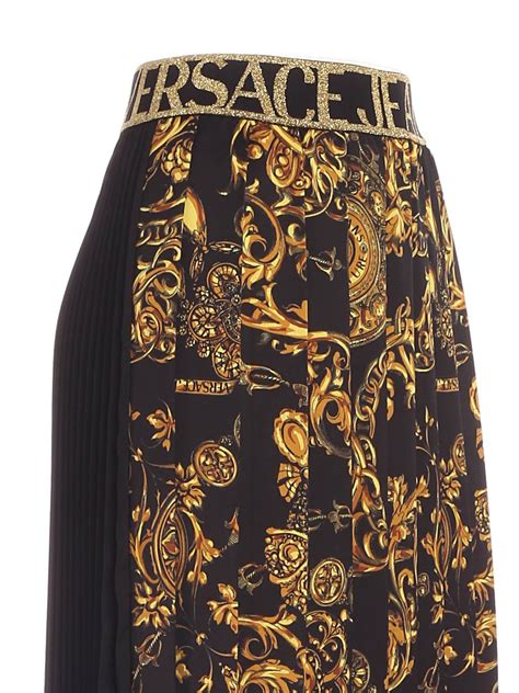 versace baroque black|Versace baroque pleated skirt.